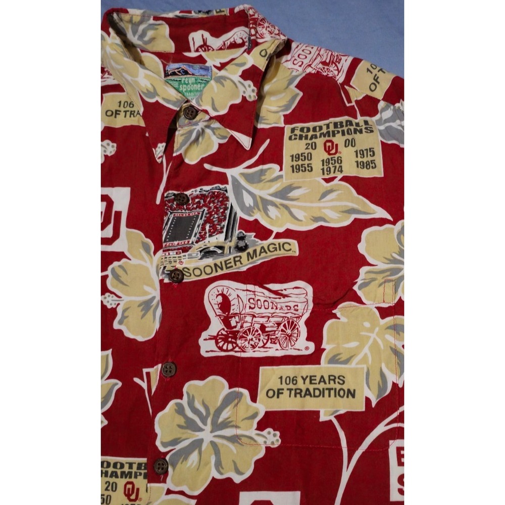 Vintage Champions Oklahoma Sooners Reyn Spooner Button Shirt Large AOP - Picture 2 of 6